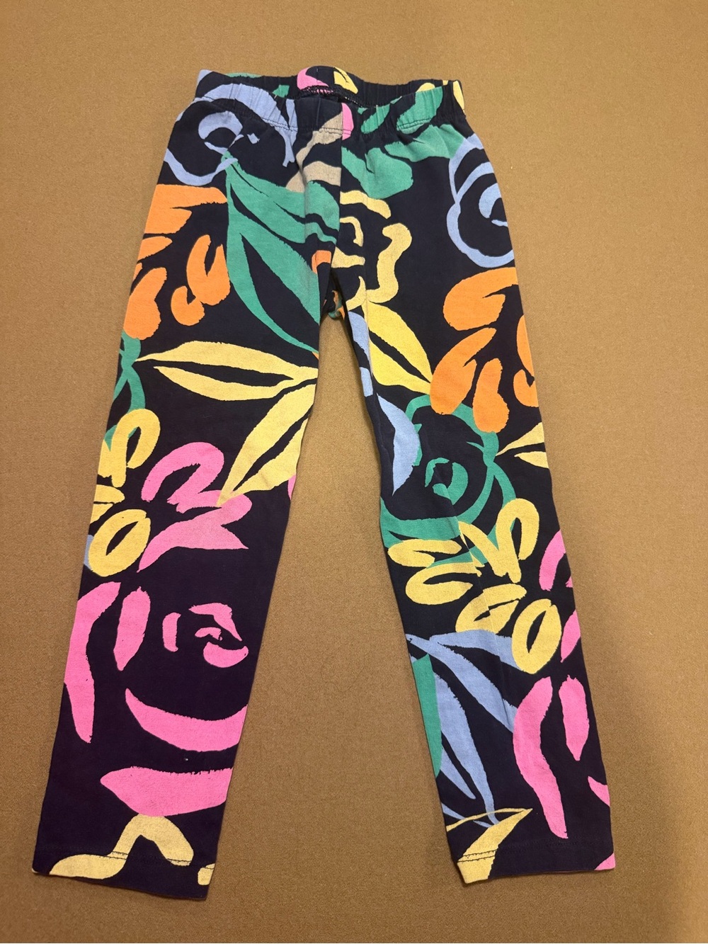 GAP Girls Black Leggings with Bright Floral Print